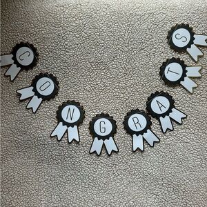 NWOT Black and White Congrats Banner